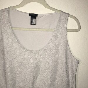 Ann Taylor Factory soft grey lace sleeveless top
